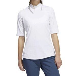 Adidas White Mock Neck Golf Polo UPF 50 Recycled Size L - NWT